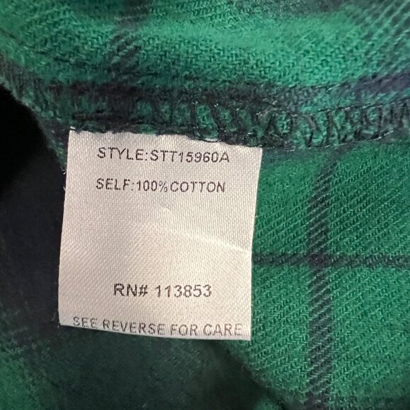 Sugarlips Womens Plaid Button Down Top Long Sleeve Green/Blue Size XS - Picture 9 of 9